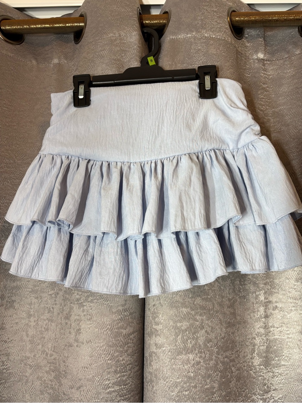 Light Blue Tiered Ruffle Mini Skirt